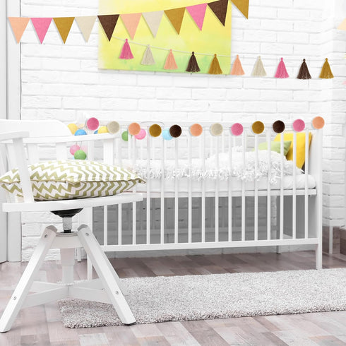 9.8 Feet Pom Pom Garland Rainbow Felt Fabric Garland Set Colorful Tassel for Classroom 3.6 Feet Felt Pennant Banner for Classroom school Christmas...