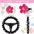 Frienda Cute Steering Wheel Cover Flower Steering Wheel Cover Floral Steering Wheel Cover for Girls with 4 Pieces Cute Flowers Car Air Vent Clips ...