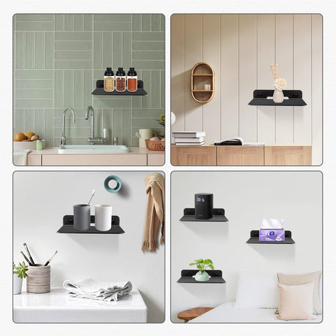 Small Floating Shelf Speaker Shelf, 6” Anti Slip Speaker Wall Mount Shelf for Cameras Baby Monitors Bluetooth Speaker Cell Phones Webcam WiFi Mesh...