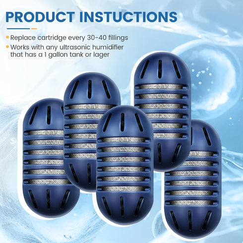 isinlive Demineralization Cartridge for HoMedics Ultrasonic Humidifiers: 12-Pack Demineralization Cartridges Filter Replacement, Filters Mineral D...