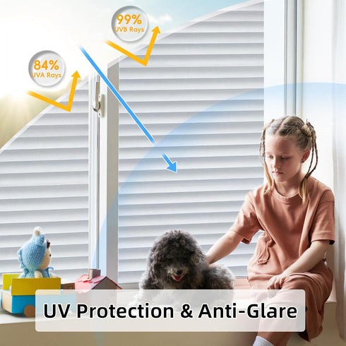 DUOFIRE Window Film Blinds Pattern Privacy Window Film Glass Film Static Cling Glass Film No Glue Anti-UV Window Sticker for Bathroom Bedroom Livi...