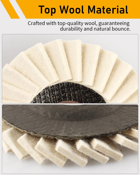 6 Pcs Wool Polishing Wheel Disc 4-1/2" x 7/8" Arbor, Thicken Buffing Wheel for Angle Grinder, Grinder Polishing Wheel Great for Buffing Metal, or ...