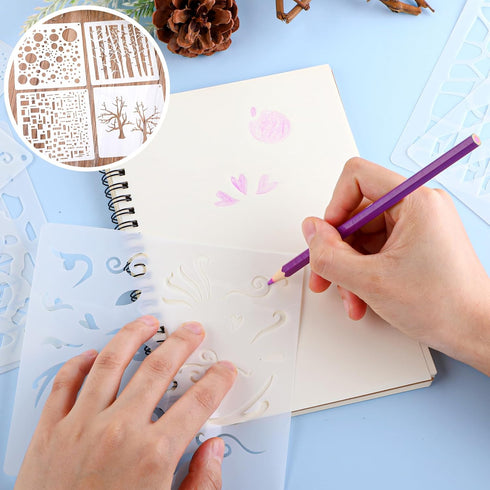 14 Pcs Mixed Media Stencils, Mabor DIY Crafts Stencils Painting Stencils for Wall Floor Decor Branches Patterns Stencils Geometric Styling Stencil...