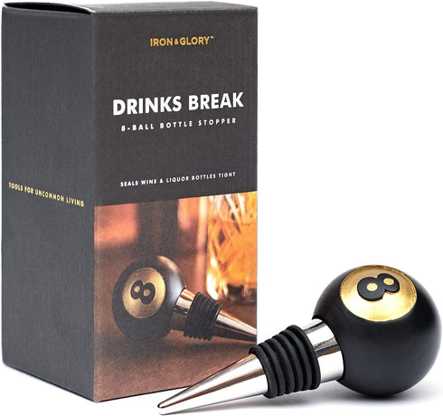 Iron & Glory Wine Stopper 8-Ball | Decorative Wine Stoppers & Kitchen Gadgets | Luxury Bottle Stopper Wine Accessories | Wine Gifts | Reusable Liq...
