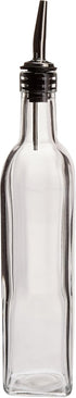 16 Oz. (Ounce) Oil Vinegar Cruet, Square Tall Glass Bottle w/Stainless Steel Pourer Spout...