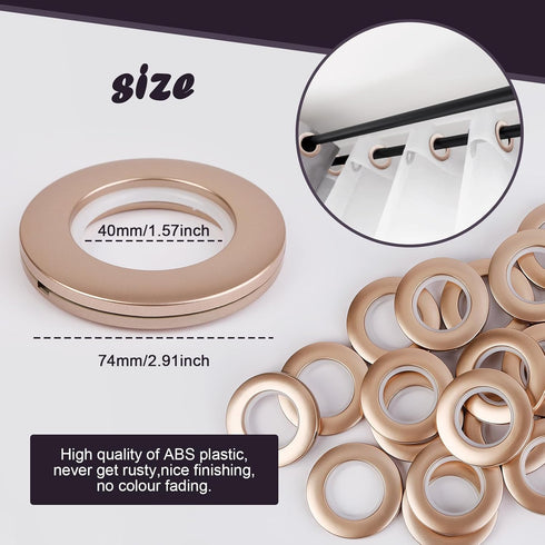16PCS Espresso Roman Shade Rings 40mm (1-9/16") - Dark Bronze Plastic Grommets, Warm-Tone Low Noise Glide, Reinforced Inner Rim...