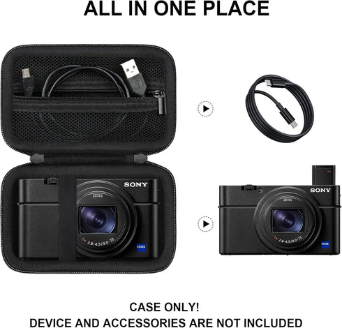 Hard Travel Case for Sony RX100 VII/ RX100 VI/ RX100 V/ RX100 IV/ RX100 III 20.1 MP Premium Compact Camera, Protective Case Bag with Zipper Mesh P...