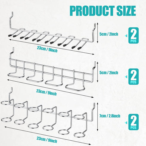 6 Pcs Pegboard Screwdriver Holders Organizer Pegboard Plier Holders Stainless Steel Peg Board Tool Utility Hooks Accessories Shelving Display Mult...