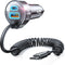 LISEN 65W USB C Car Charger Adapter Fast Charging 5Ft 30W USB C Coiled Cable fit iPhone 15 Charger Fast Charging Car Charger Type C,PD&QC3.0 Car C...
