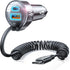 LISEN 65W USB C Car Charger Adapter Fast Charging 5Ft 30W USB C Coiled Cable fit iPhone 15 Charger Fast Charging Car Charger Type C,PD&QC3.0 Car C...