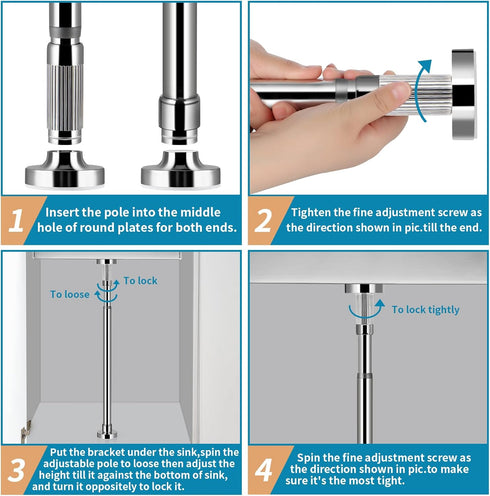 2 Pcs Undermount Sink Brackets Adjustable, Stainless Steel Sink Support Legs, Drill Free Sink Installation and Repair Kit System for Kitchen, Bath...