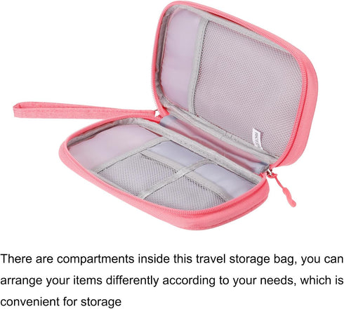MECCANIXITY Electronic Organizer Case Travel Cable Organizer Bag Single Layer Waterproof Pouch Carry Case for Cable, Cord, Charger, Pink, 190x110x...