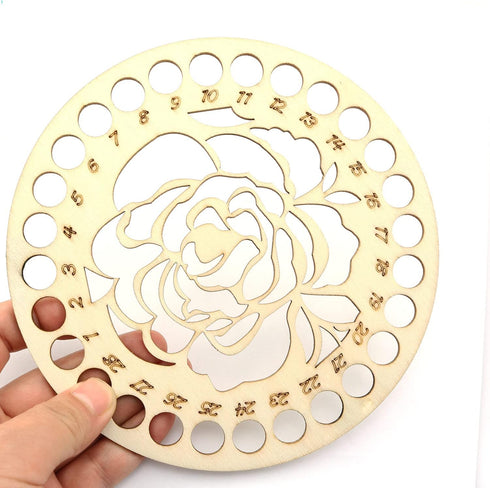 Wooden Embroidery Floss Organizer Cross Stitch Thread Holder Storage Tool Floral Round Thread Organizer Handmade DIY Sewing Art Crafts...