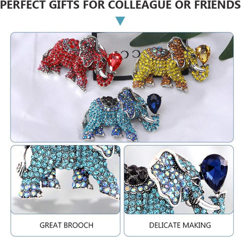 Amosfun Elephant Brooch Pin Rhinestone Crystal Elephant With Balloons Breastpin Broach Jewelry Gift for Woman Blue...