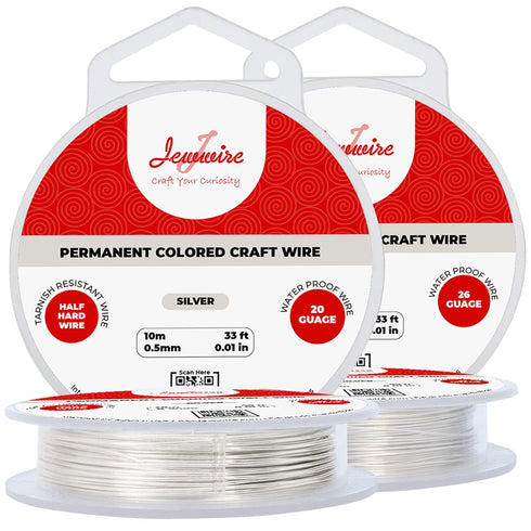 Jewelry Wire, 2 Rolls All-Purpose Craft Wire, 20 Gauge Wire and 26 Gauge Beading Wire for Jewelry Making Kit, Tarnish Resistant 10m Long Copper Wi...