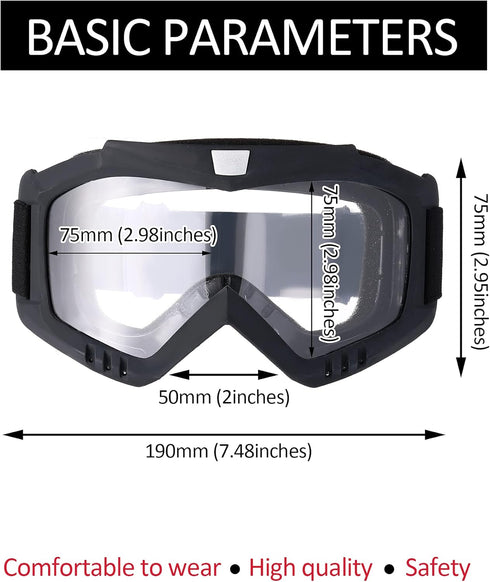 Frienda 2 Pieces Motorcycle Goggles Helmet Riding Goggles Glasses With Face Cover(Gray, Transparent)...