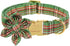 Christmas Dog Collars for Large Dog with Flower Tie,Green Dog Collar with Safety Metal Buckle Adjustable Puppy Collars for Small Medium Dog,Boy&Gi...