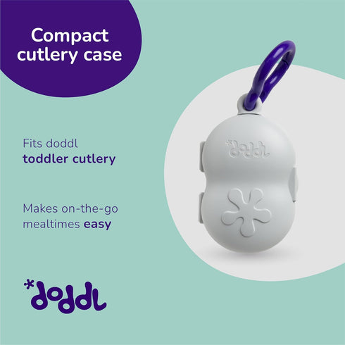 doddl Toddler Travel Utensil Case, Fits Toddler Fork, Spoon and Knife Sets, Clips to Bags & Strollers, Travel Essentials, Dishwasher Safe (Case On...