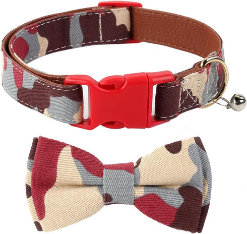 Dog Collar with Bow Tie- Adjustable pet Collar for Dogs with Plastic Buckle Collar, Stylish Pattern for Small Medium or Large Boy and Girl Dog and...