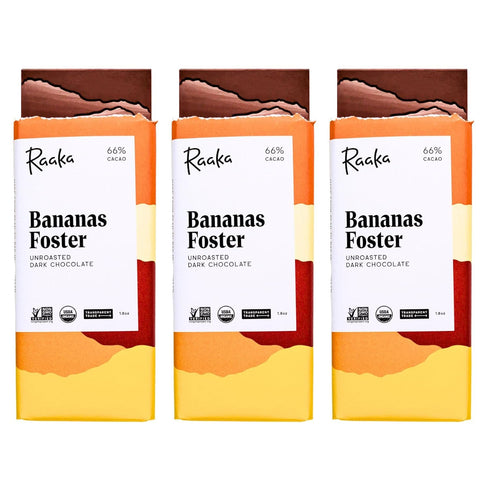 Raaka Chocolate Bananas Foster 66% Cacao Dark Chocolate | Gourmet Dark Chocolate Gift | Organic, Vegan, Fair Trade, Soy Free, Non GMO, Gluten Free...