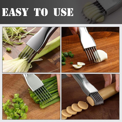 2pcs Shred Silk The Knife, 2024 New Stainless Steel Chopped Green Onion Knife, Sharp Scallion Shredding Cutter, Kitchen Vegetable Cutter Household...
