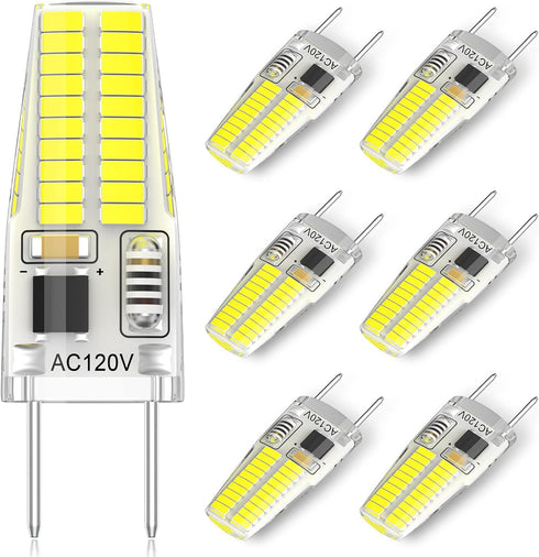 G8 LED Bulb Dimmable 3W T4 JCD Type Bi-Pin Base Daylight White 6000K 120V 20-25W Halogens Replacement for Puck Light, Under Cabinet Light, Under C...