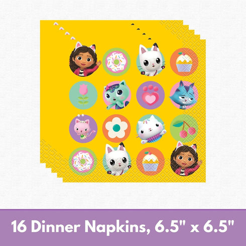 Unique Gabby's Dollhouse Party Supplies Pack for 16 Guests - Gabby Dollhouse Plates and Napkins, Table Cover, Forks, Sticker, Gabbys Doll House Bi...
