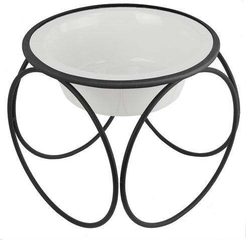 Platinum Pets Olympic Single Diner Feeder with Stainless Steel Dog Bowl, Medium, Pearl White...