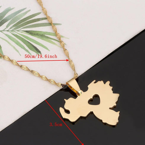 Huangshanshan Stainless Steel Venezuela Map Pendant Necklace Gold Color Jewelry Venezuelan Jewelry...
