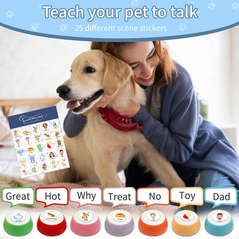 Dog Buttons for Communication, 7 Dog Talking Button Set, Recordable Training Buzzers, Speaking Button for Dogs with Waterproof Anti-Slip Dog Butto...