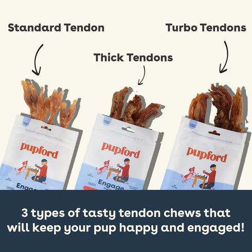 Pupford Beef Tendon Chews for Dogs | Cleans Teeth, Teaches Proper Chewing & Contains Glucosamine to Help Joints | Extra Thick, Long-Lasting, Natur...