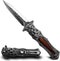 Leaf Patterned Wood Handle Japanese Pocket Knife with Clip, 8.9" Tactical Survival Folding Knife for Outdoor Camping, Hunting, EDC, Fishing, Gifts...
