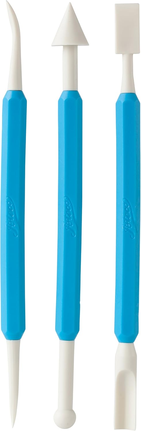 Ateco Nonstick Double-End Fondant Scuplture Tools, 3 Piece Set, White and Blue...
