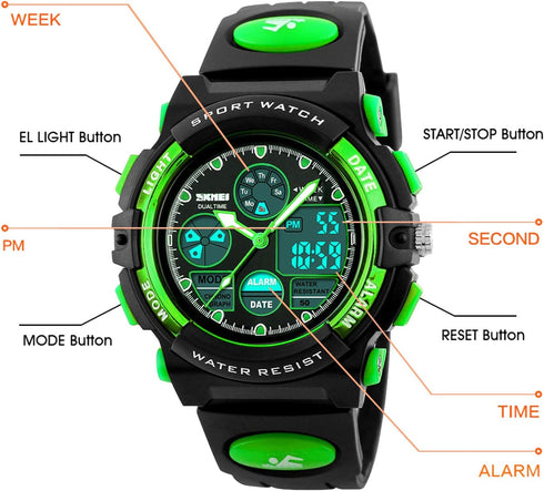 Dayllon Kids Digital Watch Outdoor Sports 50M Waterproof Electronic Watches Alarm Clock 12/24 H Stopwatch Calendar Boy Girl Wristwatch...