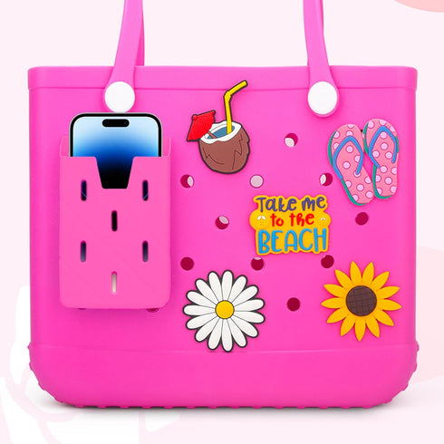 Silicone Phone Holder Compatible with Bogg Bag,Universal Soft Silicone Charm Insert Accessories Set for Bogg Beach Bags, for Most iPhone and Andro...