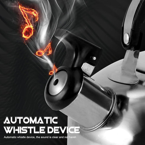 Amosfun 2L Whistling Tea Kettle 7.8 Inch Bottom Stainless Steel Stove Top Teapot with Ergonomic Handle, Milk Warmer for Stovetop Induction Gas Sto...