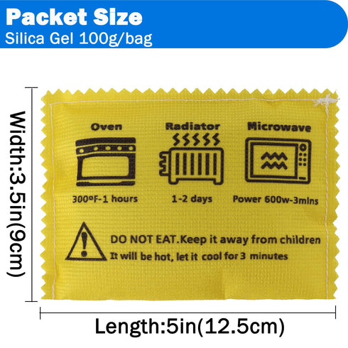 100g Rechargeable Desiccant Silica Gel Beads Pack Lab Desiccants Bag Rechargeable Moisture Absorbing for Storage Bins and Totes(3pack)...