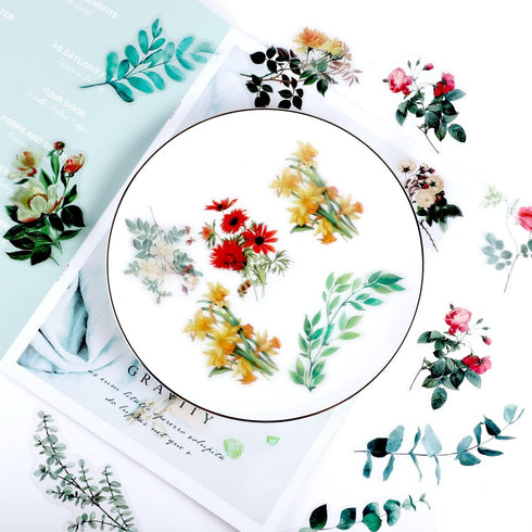 80 Pieces Natural Vintage Flower Stickers for Scrapbooking, Self-Adhesive Scrapbooking Stickers Supplies Journal for Adult Card Making Letters DIY...