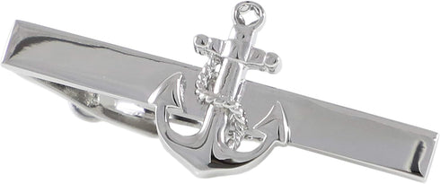 Anchor Tie Clip Rhodium Plated Fashion Anchor Tie Clip In Box...