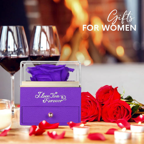 ASELFAD Preserved Real Purple Rose Gifts for Mothers Day, Forever Flowers Gifts for Mom Grandma Girlfriend Wife, Christmas, Valentines, Sweetest D...