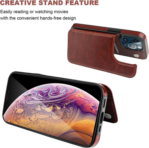 ONETOP Compatible with iPhone 13 Pro Max Wallet Case with Card Holder,PU Leather Kickstand Card Slots Case, Double Magnetic Clasp and Durable Shoc...