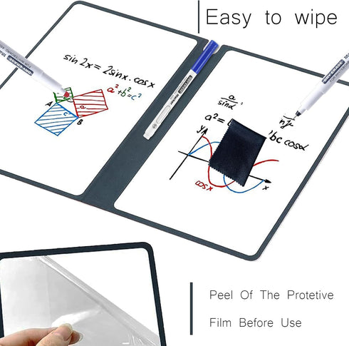 2Pcs Portable Small White Board Dry Erase Board,Reusable Erasable White Board with 3 Dry Erase Pen 2 Erasing Cloth for Business School Home Office...