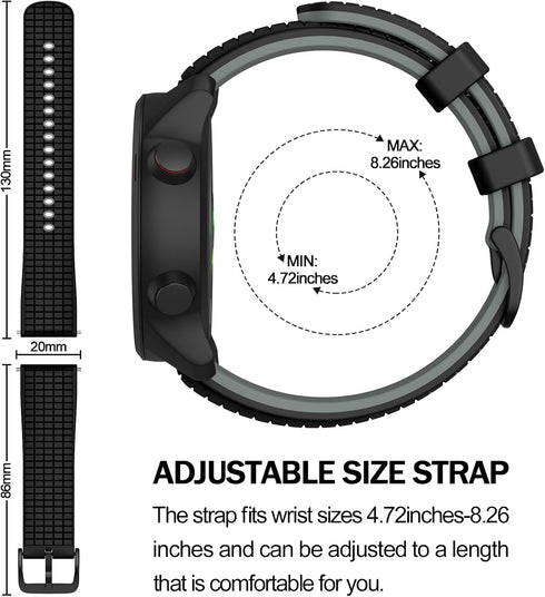 Compatible with Garmin Vivoactive 3 Band, 20mm Soft Silicone Watch Band for Garmin Vivomove 3/Music/Luxe/Style/HR/Forerunner 245/645 Music/Samsung...