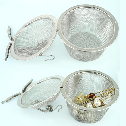 5 Pcs Ultrasonic Cleaner Baskets, 304 Stainless Steel Jewelry Steam Cleaner Baskets Ultrasonic Parts Cleaner Basket with Lock and Hook for Cleanin...