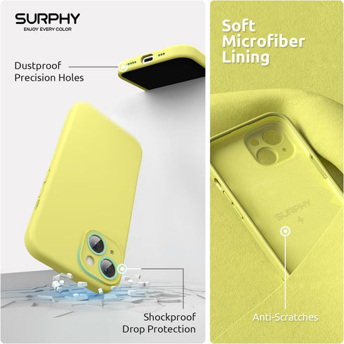 SURPHY Designed for iPhone 15 Case Compatible with MagSafe (6.1 inch 2023), with 2 Pack Screen Protector, Liquid Silicone Phone Case (Camera Prote...