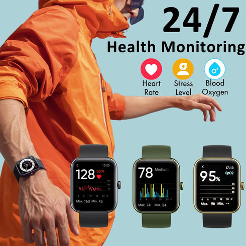 Fitness Tracker for Men Women with Aluminum Alloy Frame, Alexa Built-in 1.69'' DIY Dial with Blood Oxygen & Heart Rate Monitor, 14 Sport Modes Sma...