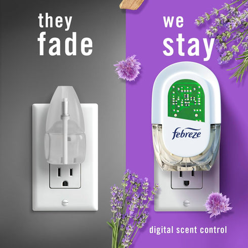 Febreze Odor-Fighting Fade Defy PLUG Air Freshener,Downy April Fresh, Mediterranean Lavender, 87 fl. oz. Oil Refills, 4 Refills (2 of Each)...