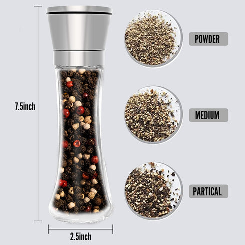 Pepper Grinder, Spice Mill with Ceramic Blades, Salt Grinder Refillable, Stainless Steel Dust Cover, Pepper Mill for Kitchen or Outdoor Picnic (20...