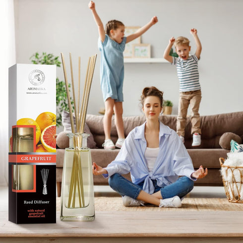 Reed Diffuser Grapefruit 3.4 Fl Oz - Room Diffuser with Grapefruit Essential Oil - Home Fragrance - Aromatherapy Air Freshener - Oil Diffuser - Sc...