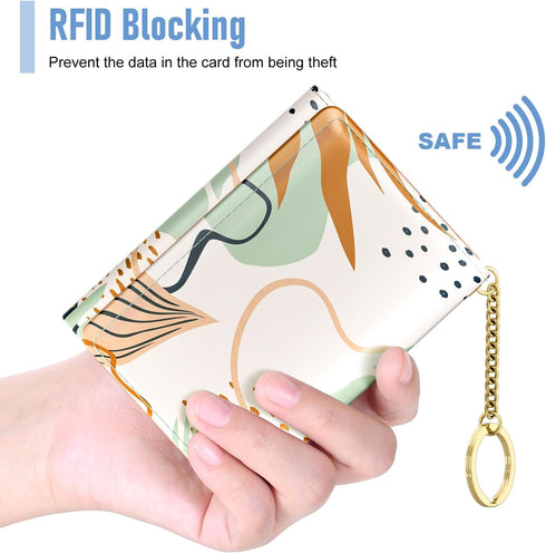 Womens Wallet, Small Slim RFID Card Wallets for Women, Trifold Leather Card Wallet Organizer, Cute Front Pocket Wallets with 7 Card Slots & ID Win...